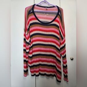 🌷Old Navy Women's XL Multicolor Striped Boat Neck Dolman 3/4 Sleeve Top